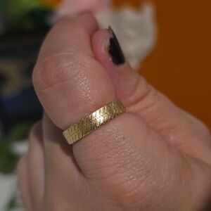 Herringbone 14k Gold Band Ring